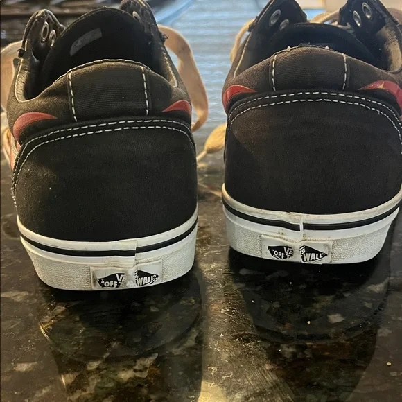 Vans Men's Black and Red Flame Sneakers - Picture 3 of 5